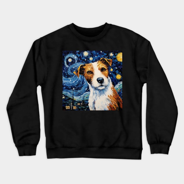 Parson Russell terrier Starry Night Crewneck Sweatshirt by NatashaCuteShop